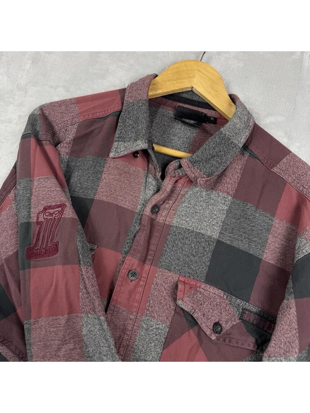 Harley Davidson Flannel Shirt XL Red Black Plaid H-DMC Motorcycle Biker ButtonUp
